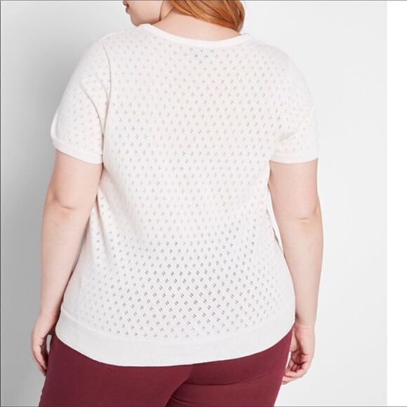 ModCloth White Cable Knit My Treat Neutral Pullover Sweater Sizes 1X New - Picture 2 of 6